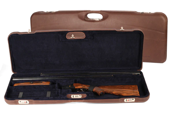 Negrini #1653PL/5039 Luxury Leather High Rib Trap/Sporting Combo Shotgun Case